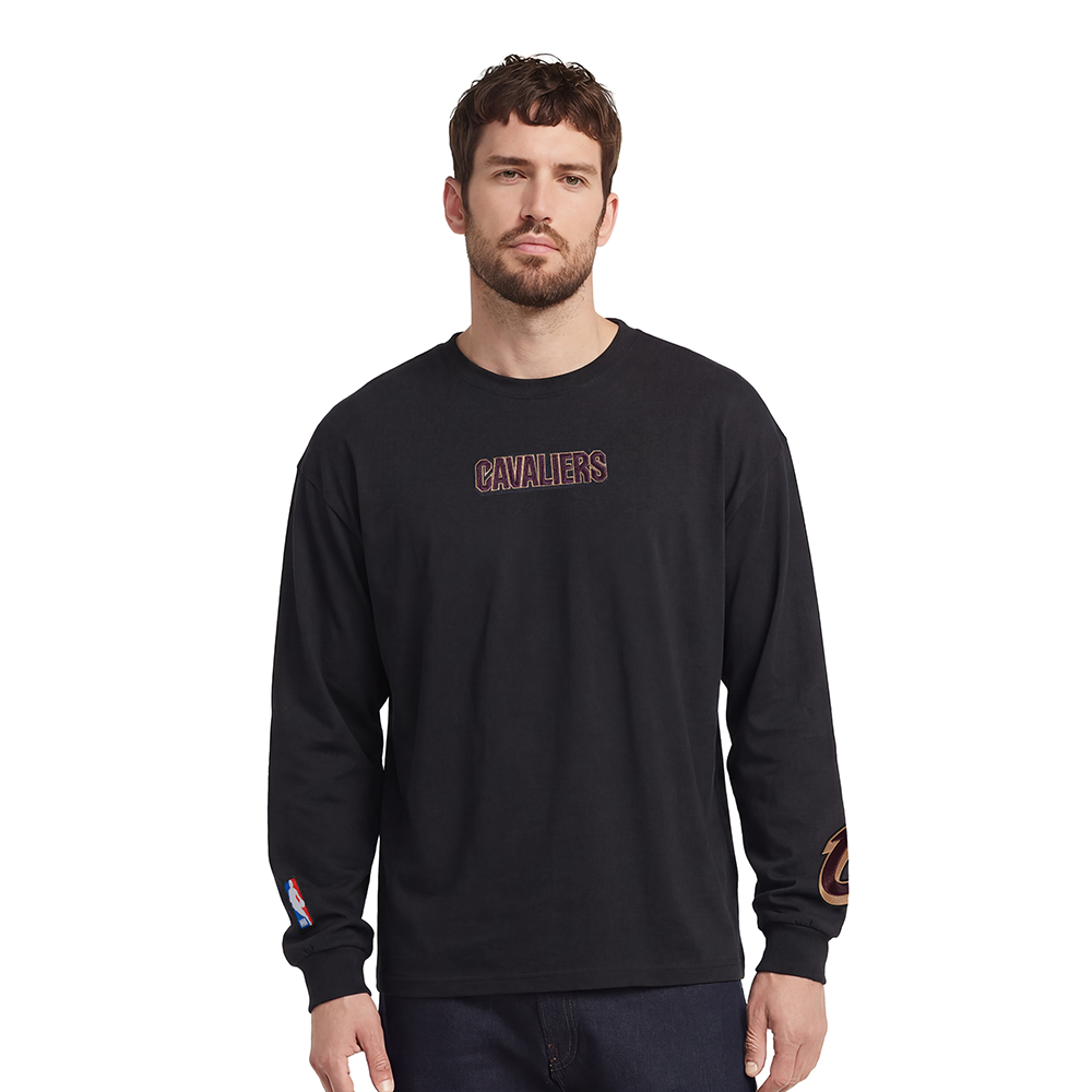 NBA CLEVELAND CAVALIERS WINGSPAN MEN'S DROP SHOULDER LS TEE (BLACK)
