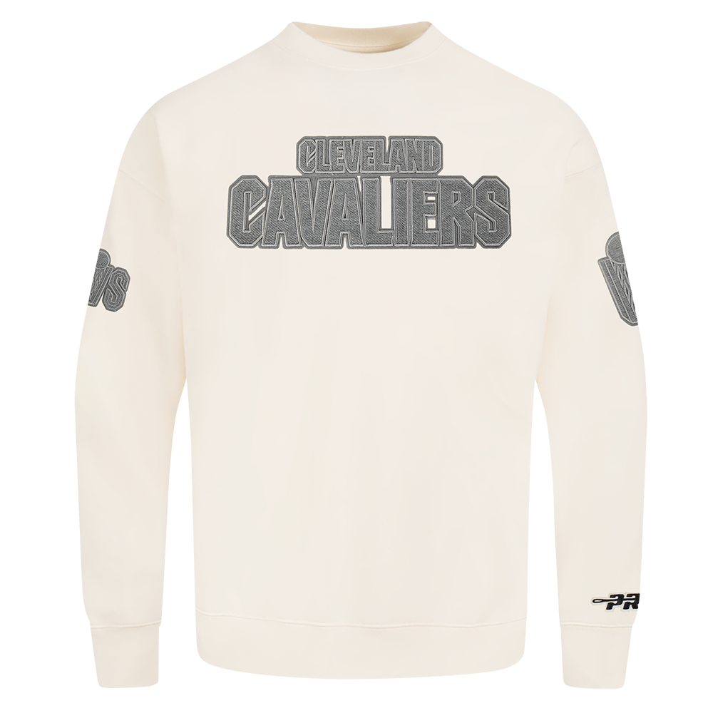 NBA CLEVELAND CAVALIERS REVERSE FRENCH TERRY MEN'S DROP SHOULDER FLC CREWNECK (EGGSHELL)