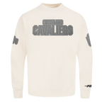 NBA CLEVELAND CAVALIERS REVERSE FRENCH TERRY MEN'S DROP SHOULDER FLC CREWNECK (EGGSHELL)