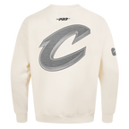 NBA CLEVELAND CAVALIERS REVERSE FRENCH TERRY MEN'S DROP SHOULDER FLC CREWNECK (EGGSHELL)