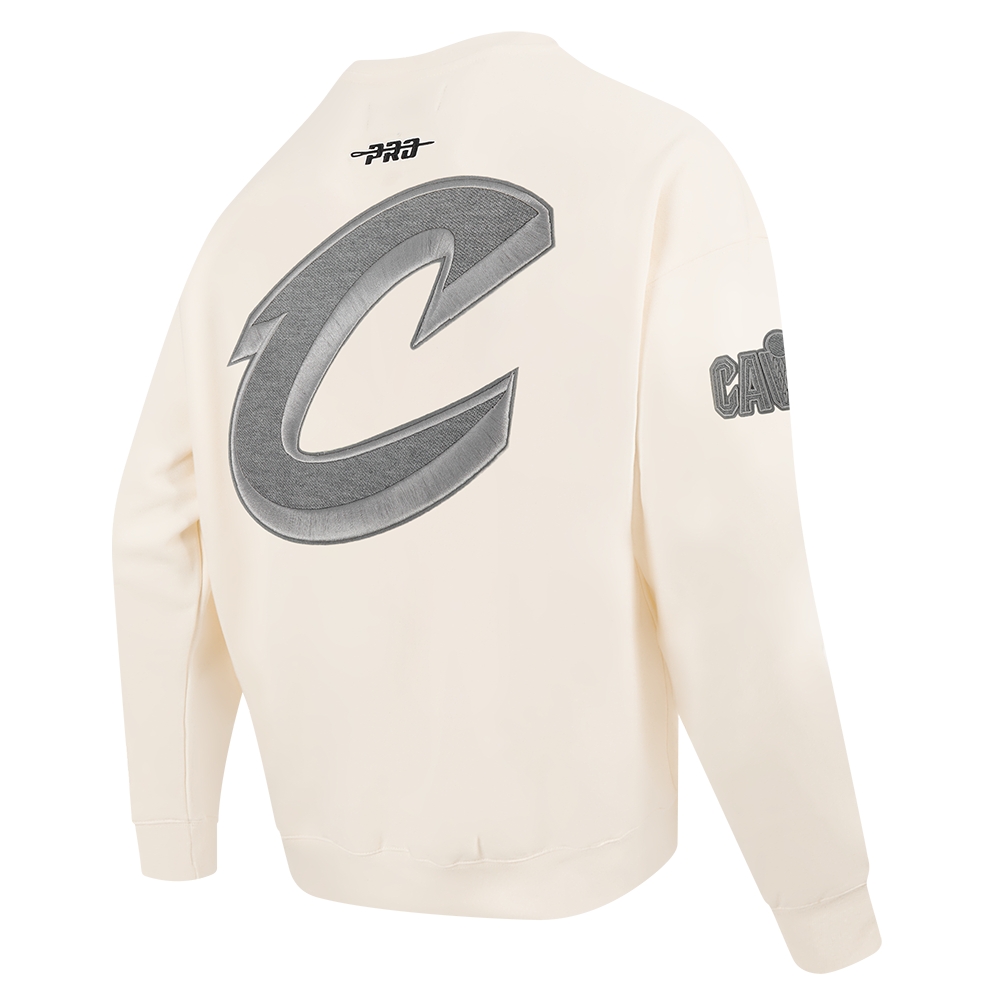 NBA CLEVELAND CAVALIERS REVERSE FRENCH TERRY MEN'S DROP SHOULDER FLC CREWNECK (EGGSHELL)
