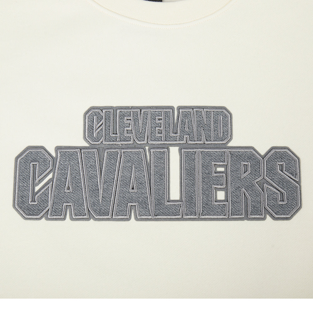 NBA CLEVELAND CAVALIERS REVERSE FRENCH TERRY MEN'S DROP SHOULDER FLC CREWNECK (EGGSHELL)