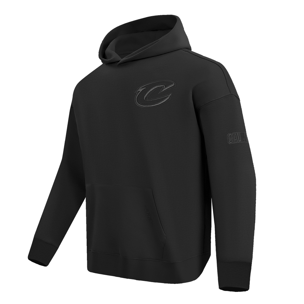 NBA CLEVELAND CAVALIERS NEUTRAL MEN'S DROP SHOULDER PULLOVER HOODIE (BLACK)