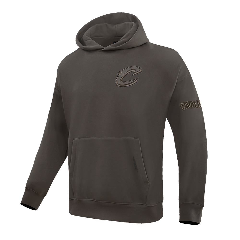 NBA CLEVELAND CAVALIERS NEUTRAL DROP SHOULDER MEN'S PULLOVER HOODIE (DARK TAUPE)