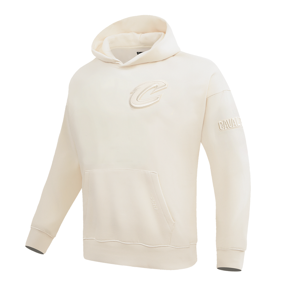 NBA CLEVELAND CAVALIERS NEUTRAL DROP SHOULDER MEN'S PULLOVER HOODIE (EGGSHELL)