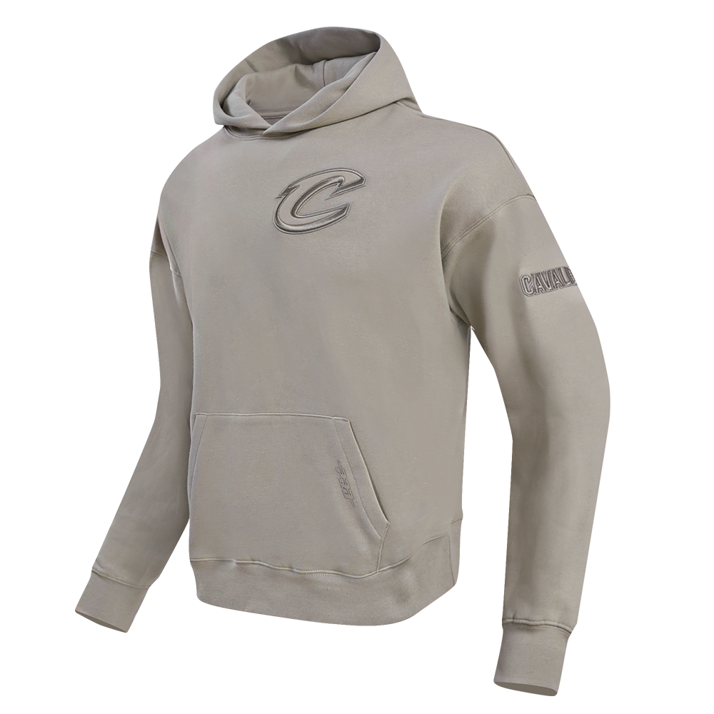 NBA CLEVELAND CAVALIERS NEUTRAL DROP SHOULDER MEN'S PULLOVER HOODIE (TAUPE)