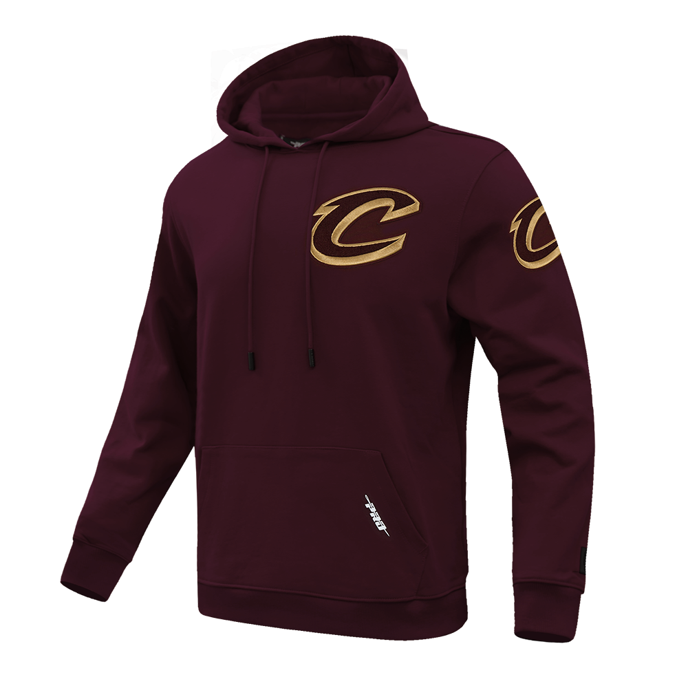 NBA CLEVELAND CAVALIERS CLASSIC CHENILLE MEN'S DOUBLE KNIT PULLOVER HOODIE (WINE)