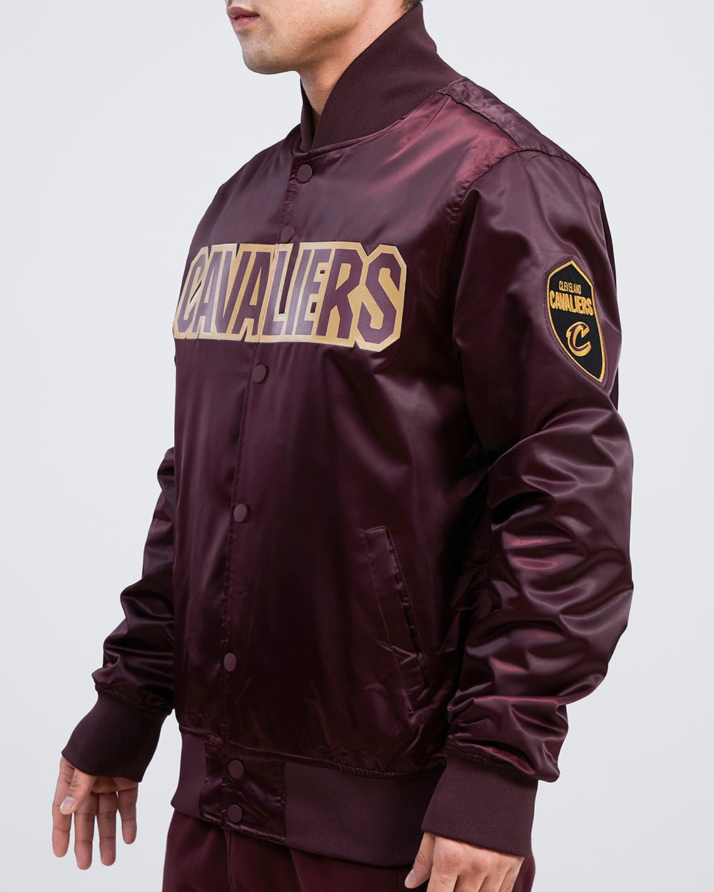 NBA CLEVELAND CAVALIERS TEAM BIG LOGO MEN'S SATIN JACKET (WINE)