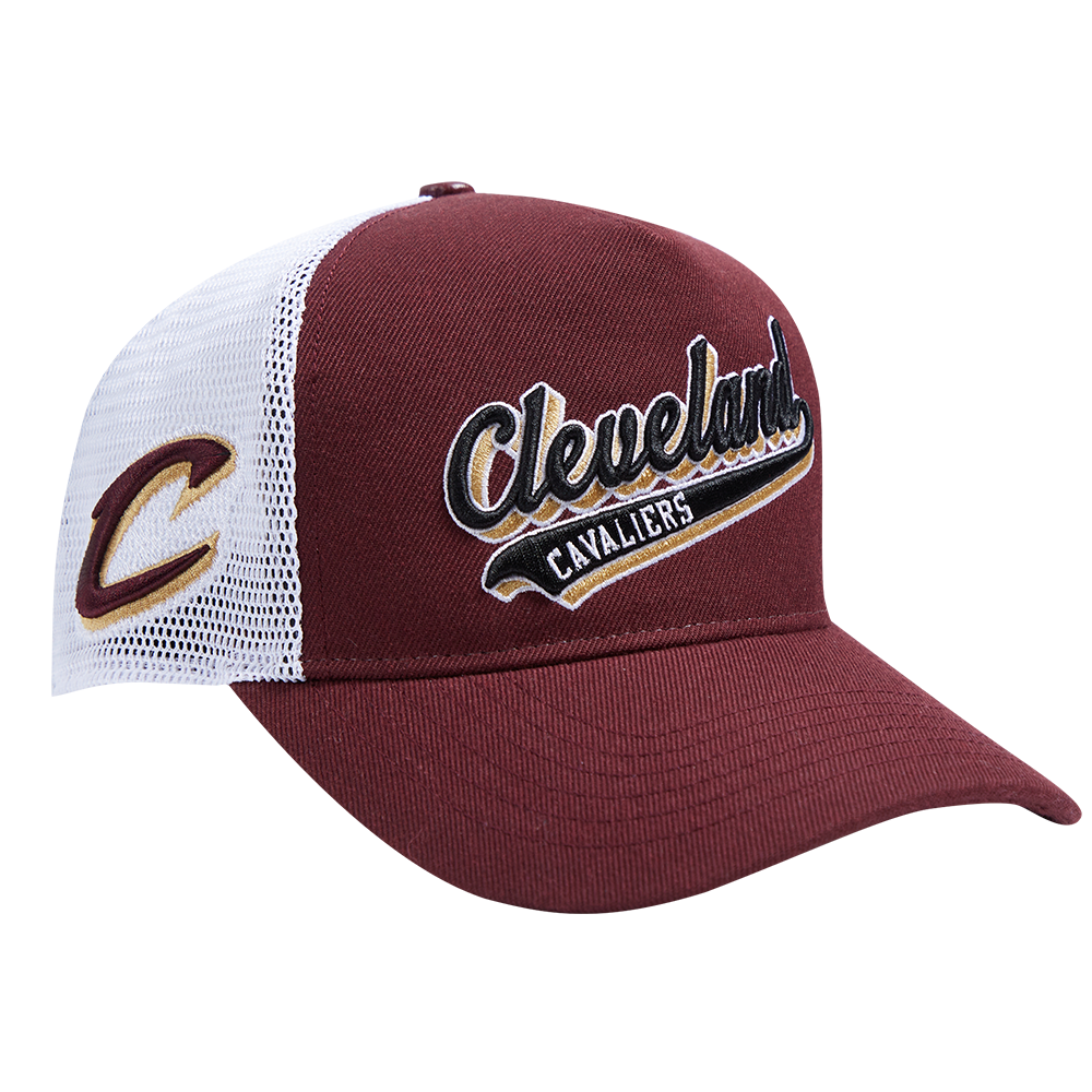 NBA CLEVELAND CAVALIERS SCRIPT TAIL TRUCKER HAT (WINE)