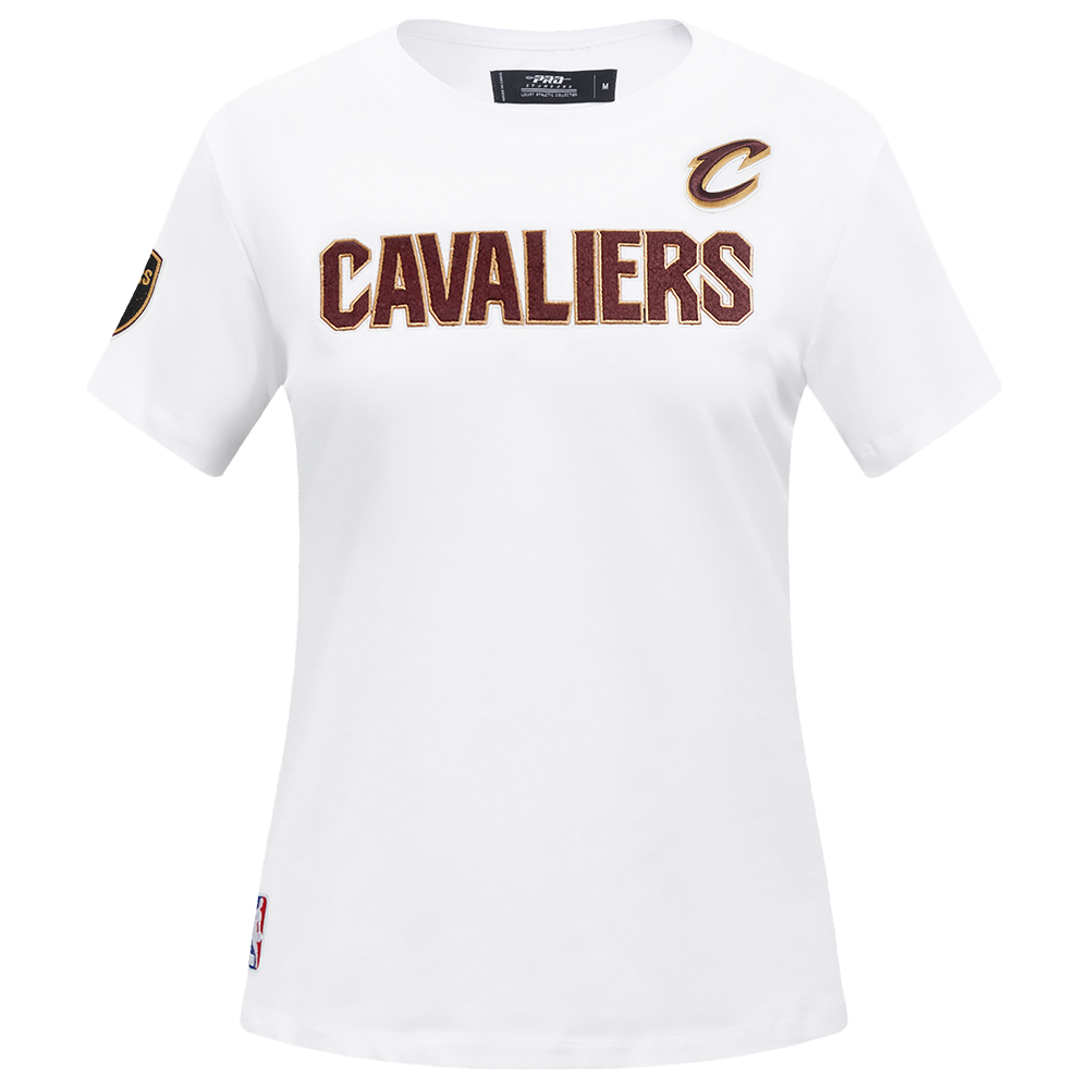 NBA CLEVELAND CAVALIERS CLASSIC T-SHIRT AJUSTÉ EN JERSEY SIMPLE À MANCHES COURTES POUR FEMME (BLANC)