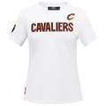 NBA CLEVELAND CAVALIERS CLASSIC T-SHIRT AJUSTÉ EN JERSEY SIMPLE À MANCHES COURTES POUR FEMME (BLANC)