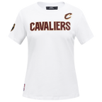 NBA CLEVELAND CAVALIERS CLASSIC T-SHIRT AJUSTÉ EN JERSEY SIMPLE À MANCHES COURTES POUR FEMME (BLANC)