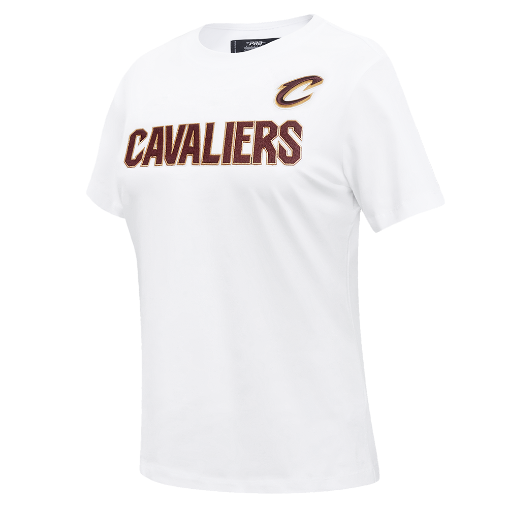 NBA CLEVELAND CAVALIERS CLASSIC T-SHIRT AJUSTÉ EN JERSEY SIMPLE À MANCHES COURTES POUR FEMME (BLANC)