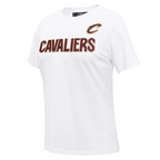 NBA CLEVELAND CAVALIERS CLASSIC T-SHIRT AJUSTÉ EN JERSEY SIMPLE À MANCHES COURTES POUR FEMME (BLANC)