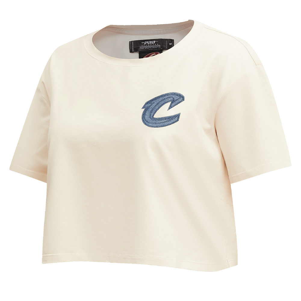 NBA CLEVELAND CAVALIERS VARSITY BLUES WOMEN'S BOXY TEE (LINEN)