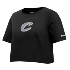 NBA CLEVELAND CAVALIERS REVERSE FRENCH TERRY WOMEN'S SJ BOXY TEE (BLACK)