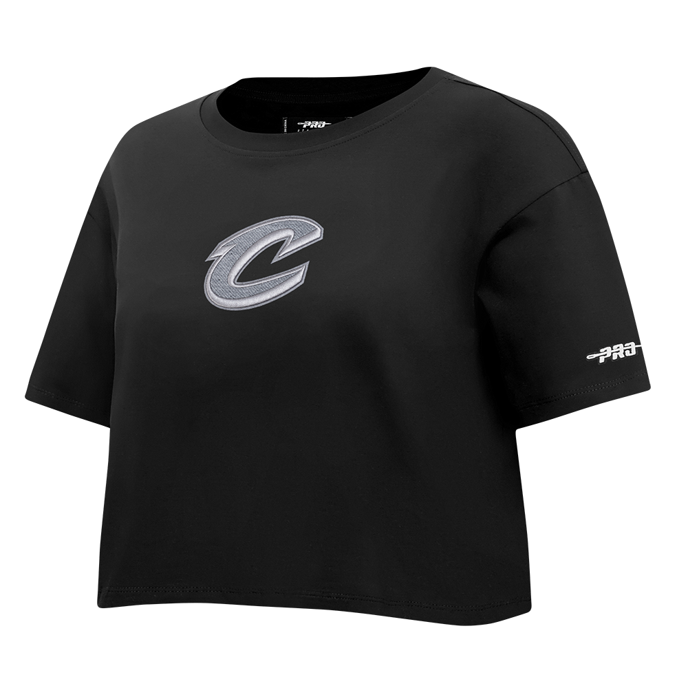 NBA CLEVELAND CAVALIERS REVERSE FRENCH TERRY WOMEN'S SJ BOXY TEE (BLACK)