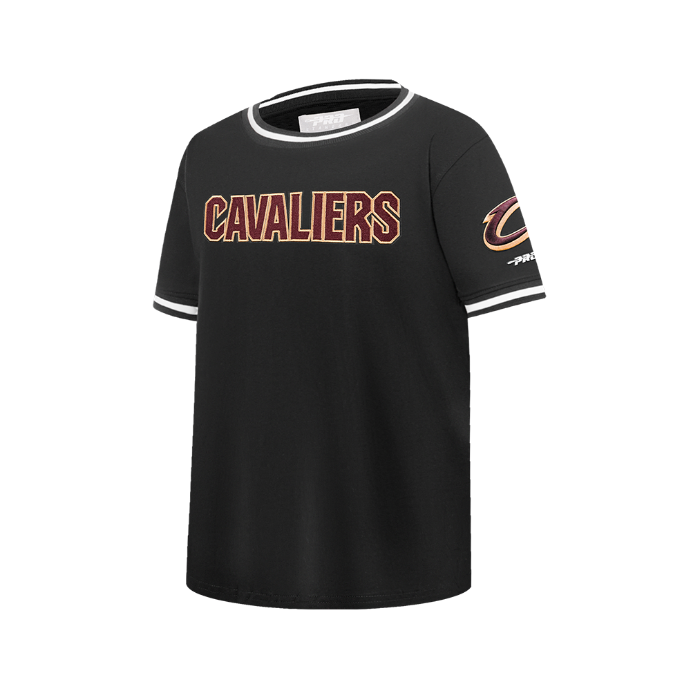 NBA CLEVELAND CAVALIERS CLASSIC BIG BOYS SHORT SLEEVE STRIPED RIB TEE (BLACK)