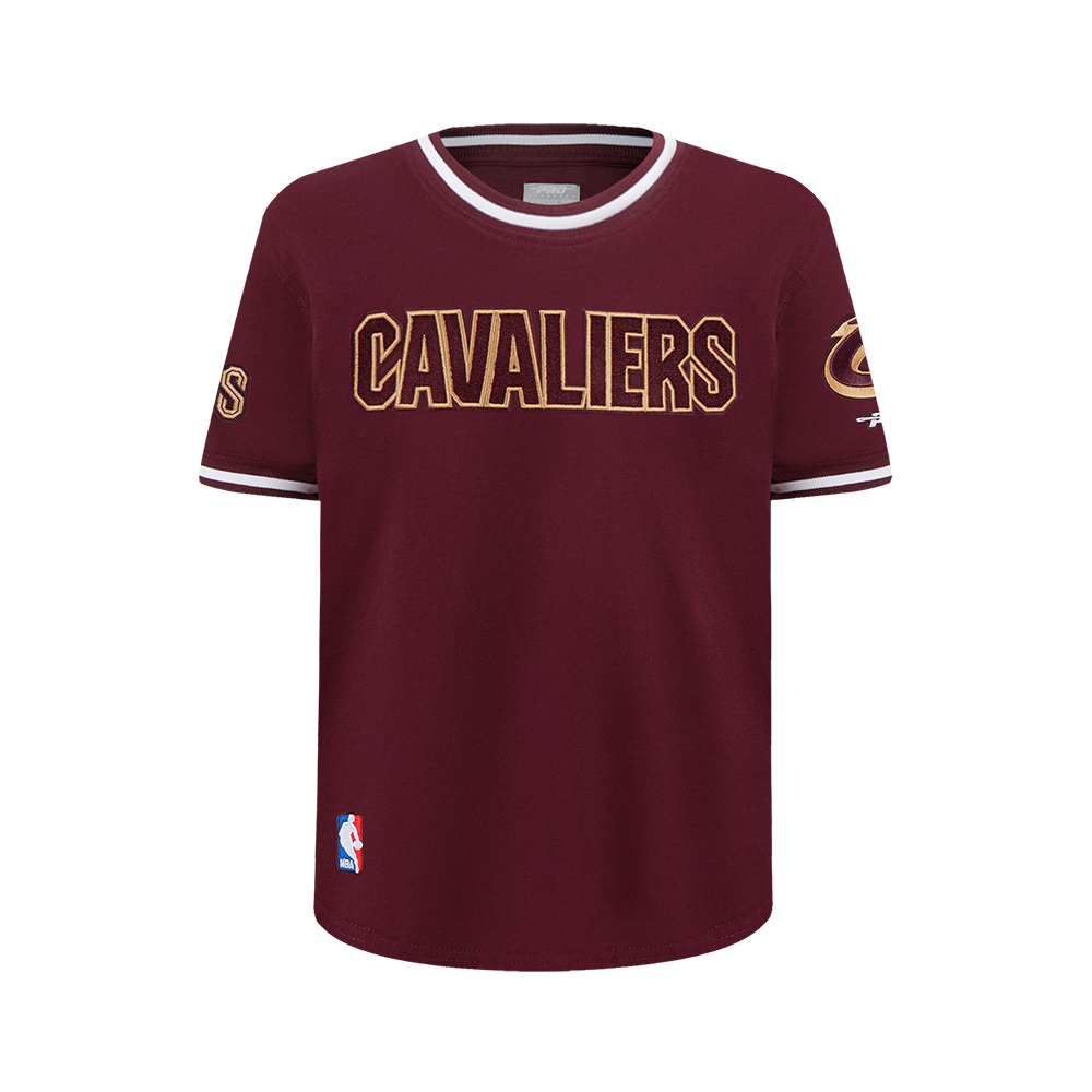NBA CLEVELAND CAVALIERS CLASSIC T-SHIRT CÔTELÉ RAYÉ À MANCHES COURTES POUR GARÇON JUNIOR (LIE-DE-VIN)