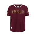 NBA CLEVELAND CAVALIERS CLASSIC T-SHIRT CÔTELÉ RAYÉ À MANCHES COURTES POUR GARÇON JUNIOR (LIE-DE-VIN)