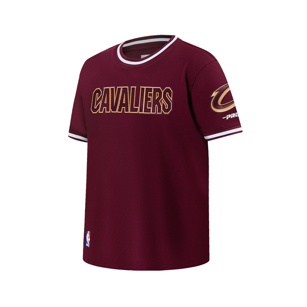 NBA CLEVELAND CAVALIERS CLASSIC T-SHIRT CÔTELÉ RAYÉ À MANCHES COURTES POUR GARÇON JUNIOR (LIE-DE-VIN)