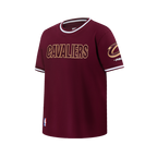 NBA CLEVELAND CAVALIERS CLASSIC T-SHIRT CÔTELÉ RAYÉ À MANCHES COURTES POUR GARÇON JUNIOR (LIE-DE-VIN)