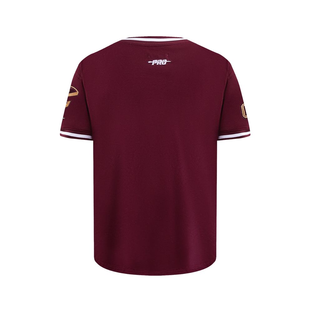 NBA CLEVELAND CAVALIERS CLASSIC T-SHIRT CÔTELÉ RAYÉ À MANCHES COURTES POUR GARÇON JUNIOR (LIE-DE-VIN)