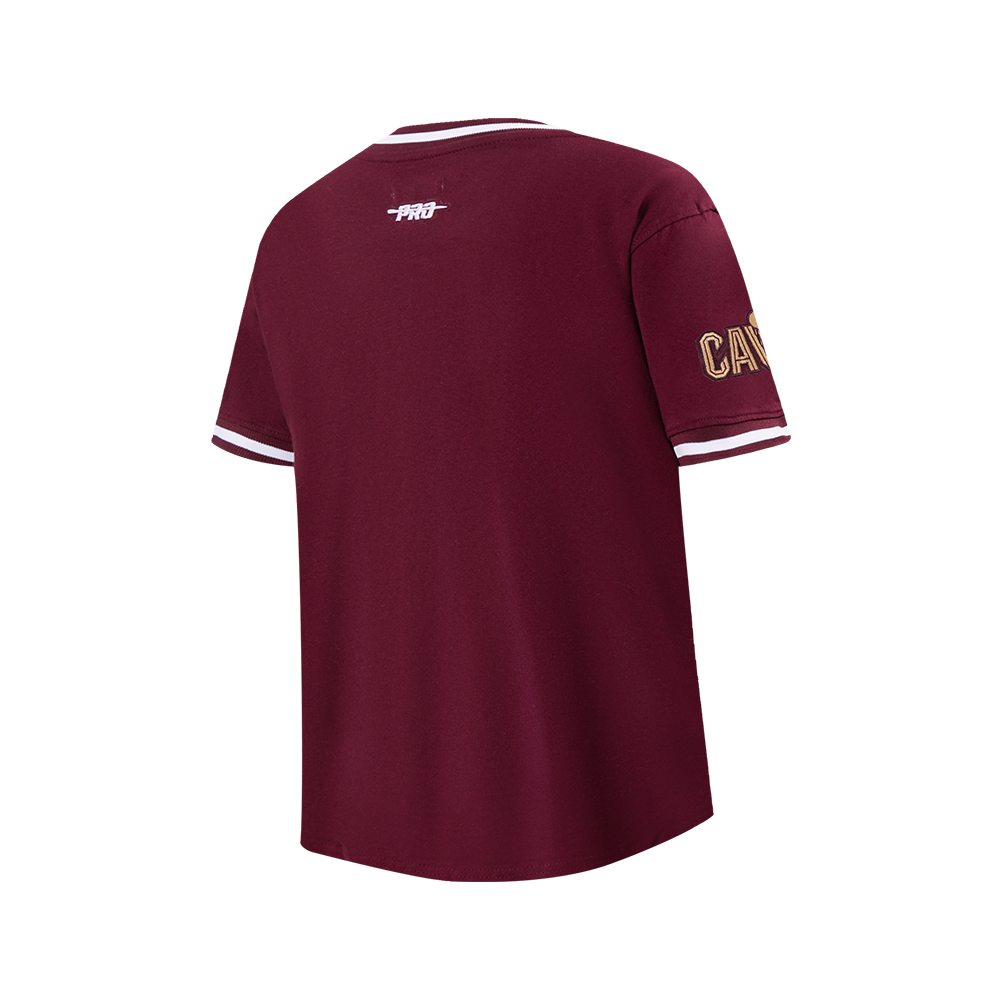 NBA CLEVELAND CAVALIERS CLASSIC T-SHIRT CÔTELÉ RAYÉ À MANCHES COURTES POUR GARÇON JUNIOR (LIE-DE-VIN)