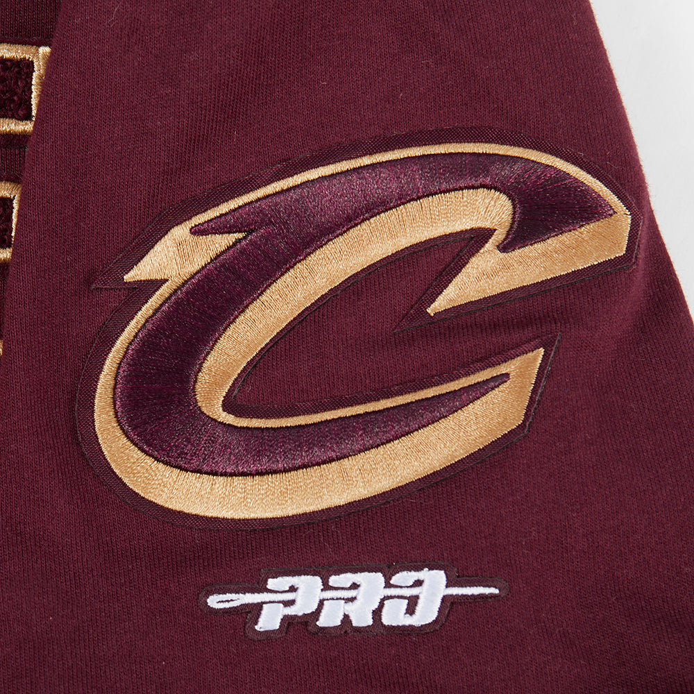 NBA CLEVELAND CAVALIERS CLASSIC T-SHIRT CÔTELÉ RAYÉ À MANCHES COURTES POUR GARÇON JUNIOR (LIE-DE-VIN)