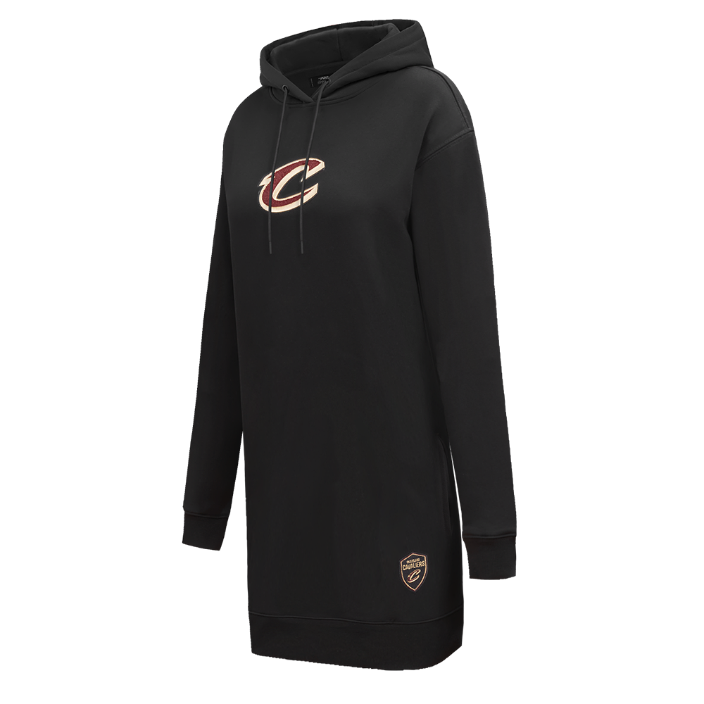 NBA CLEVELAND CAVALIERS CLASSIC WOMEN'S FLEECE HOODIE DRESS (BLACK)