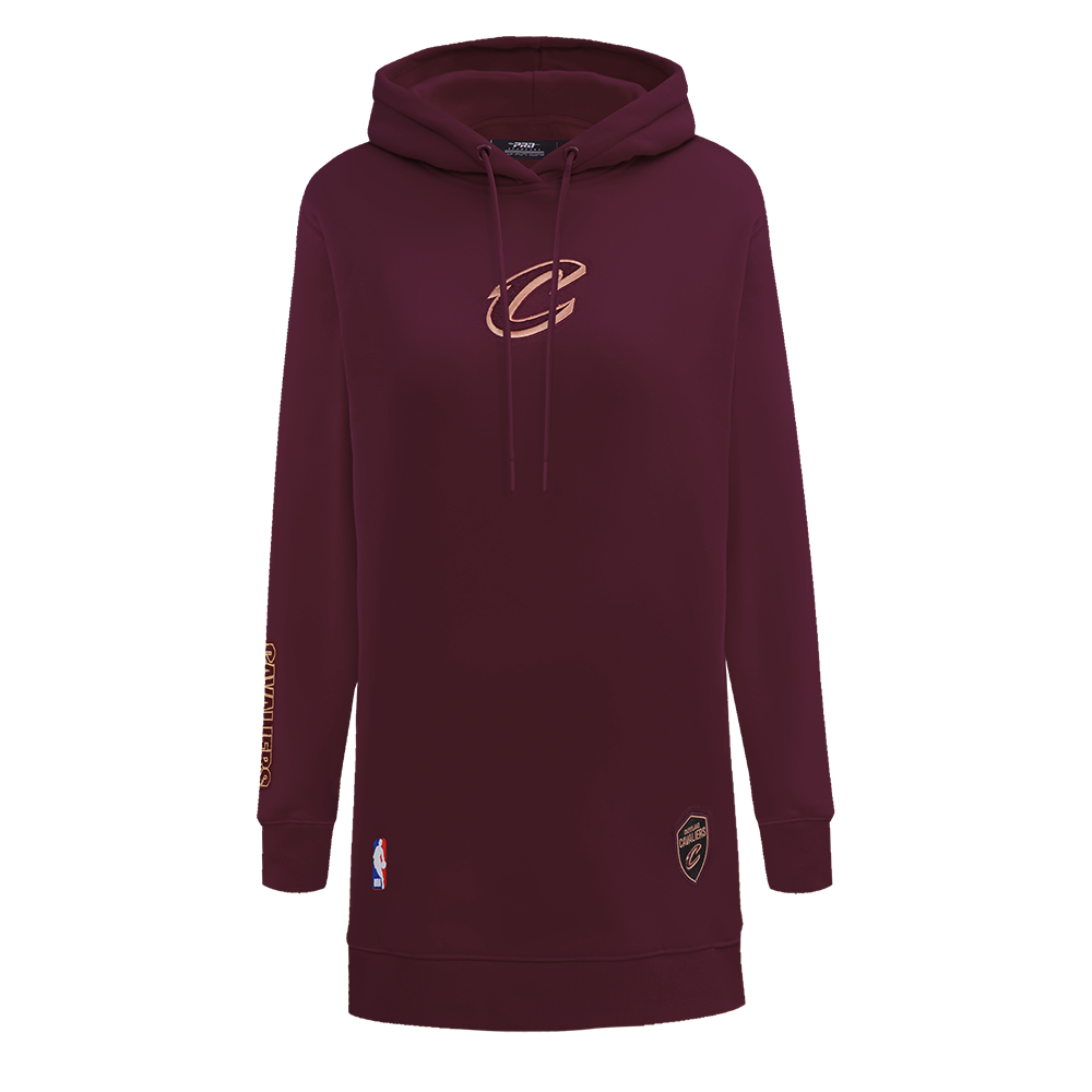 NBA CLEVELAND CAVALIERS CLASSIC WOMEN'S FLEECE HOODIE DRESS (WINE)