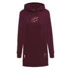 NBA CLEVELAND CAVALIERS CLASSIC WOMEN'S FLEECE HOODIE DRESS (WINE)