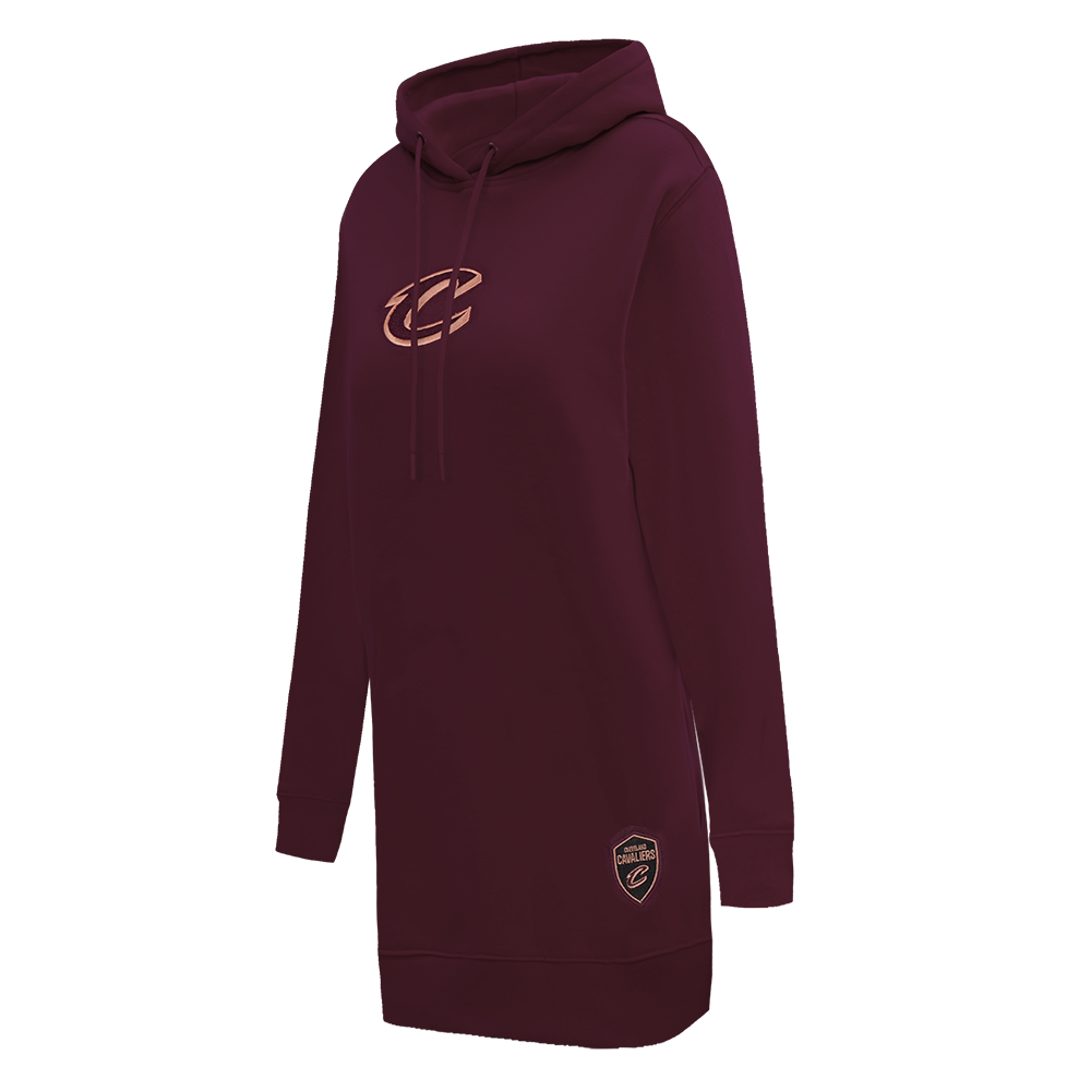 NBA CLEVELAND CAVALIERS CLASSIC WOMEN'S FLEECE HOODIE DRESS (WINE)