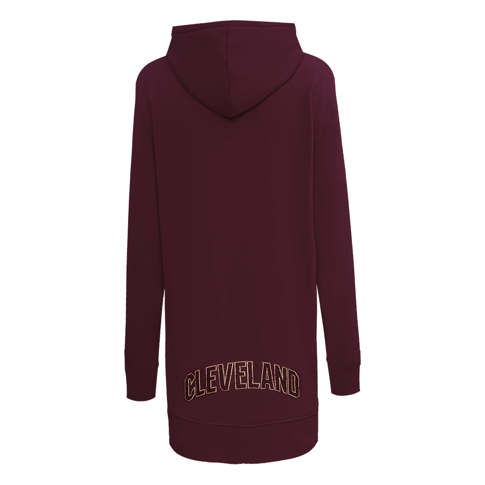 NBA CLEVELAND CAVALIERS CLASSIC WOMEN'S FLEECE HOODIE DRESS (WINE)