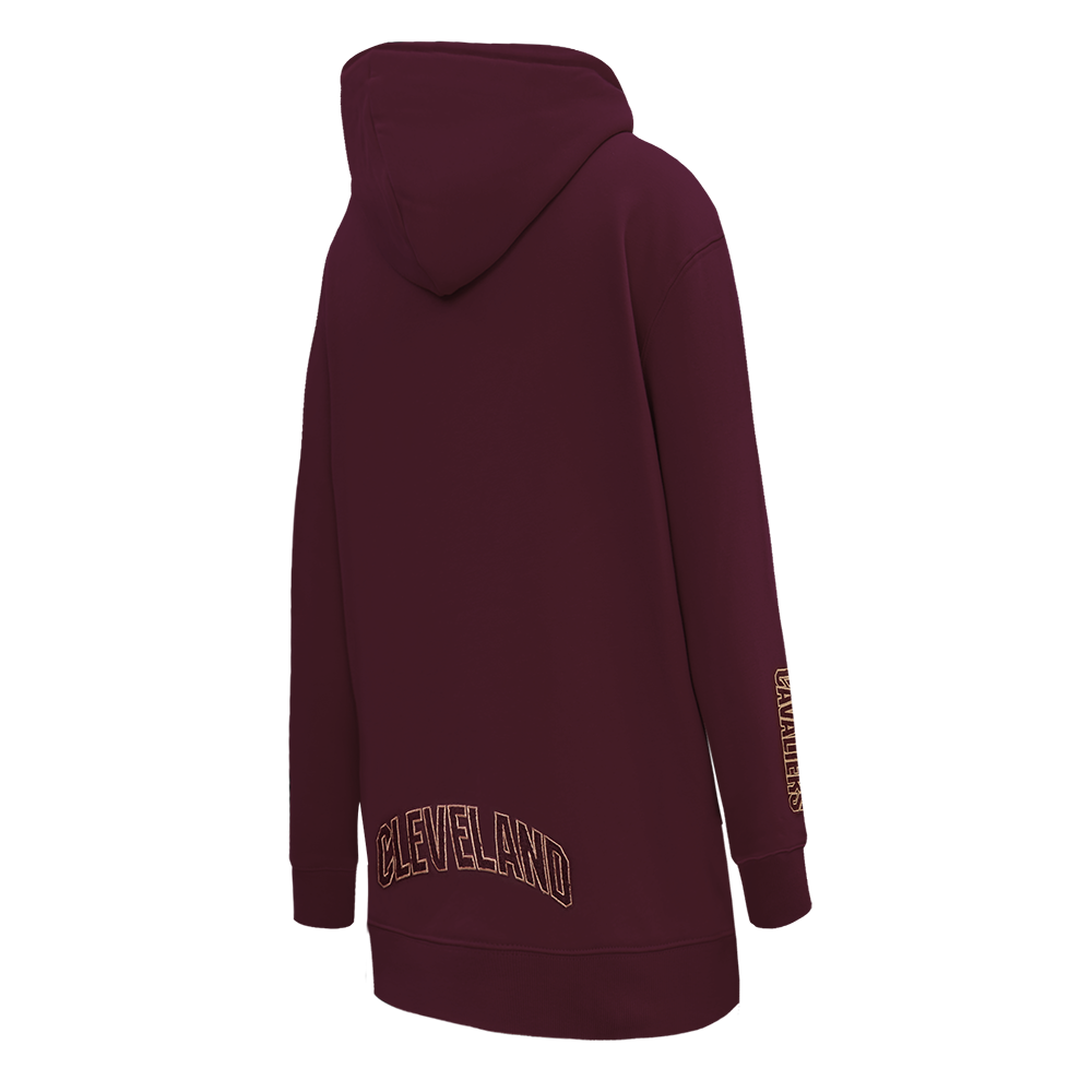NBA CLEVELAND CAVALIERS CLASSIC WOMEN'S FLEECE HOODIE DRESS (WINE)
