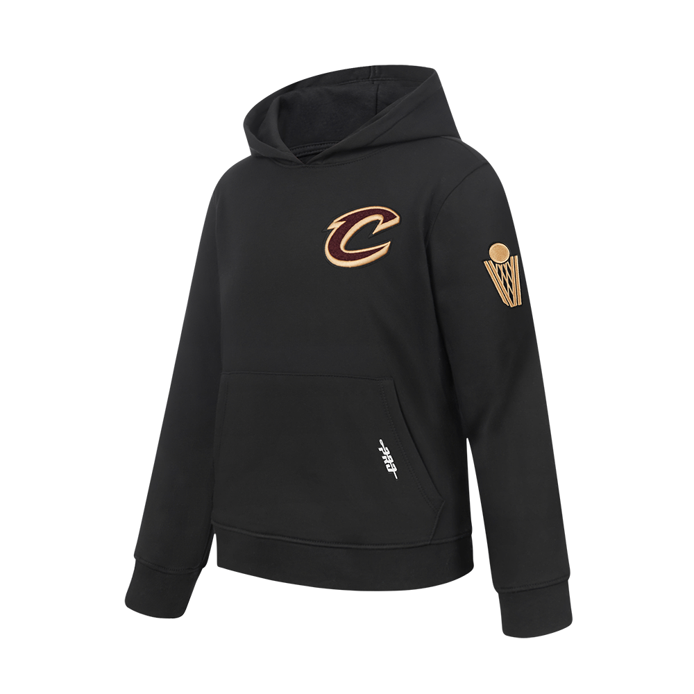 NBA CLEVELAND CAVALIERS CLASSIC BIG BOYS FLEECE PULLOVER HOODIE (BLACK)