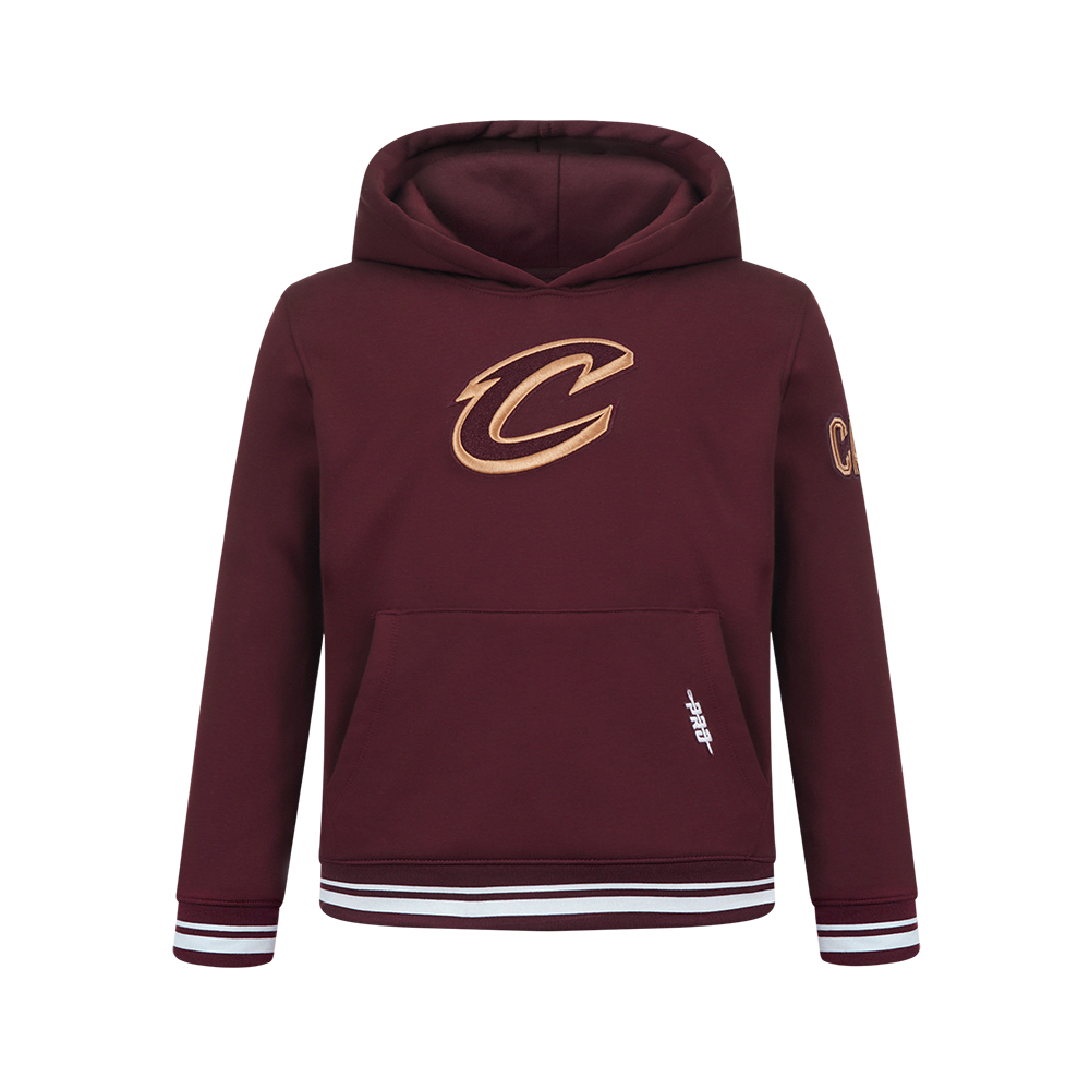 NBA CLEVELAND CAVALIERS RETRO CLASSIC BIG BOY'S RIB FLEECE PULLOVER HOODIE (WINE)