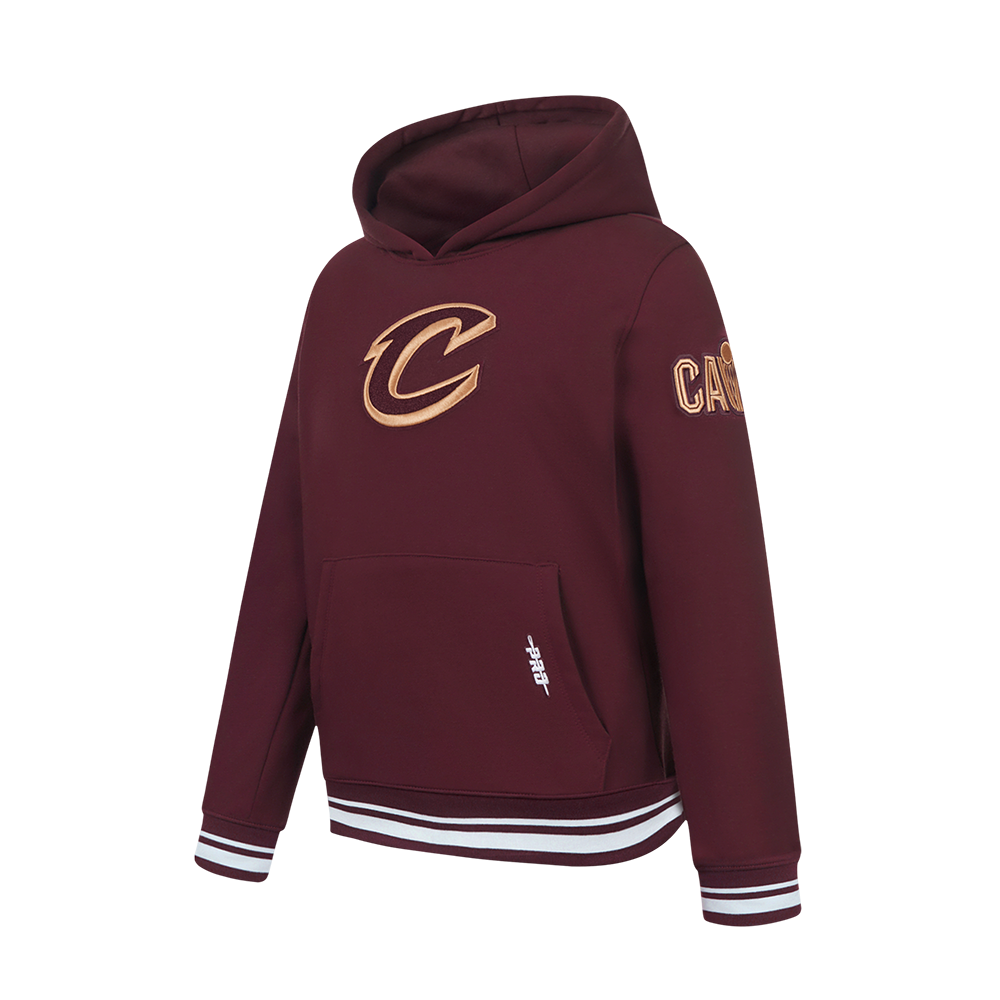 NBA CLEVELAND CAVALIERS RETRO CLASSIC BIG BOY'S RIB FLEECE PULLOVER HOODIE (WINE)
