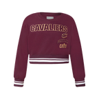 NBA CLEVELAND CAVALIERS RETRO CLASSIC BIG GIRL'S RIB FLC CREWNECK (WINE)