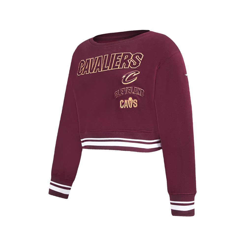 NBA CLEVELAND CAVALIERS RETRO CLASSIC BIG GIRL'S RIB FLC CREWNECK (WINE)