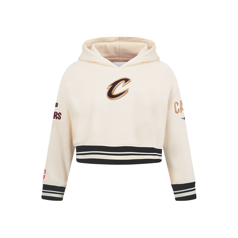 NBA CLEVELAND CAVALIERS RETRO CLASSIC CHANDAIL À CAPUCHON EN MOLLETON CÔTELÉ POUR FILLE JUNIOR (COQUILLE D'ŒUF/NOIR)