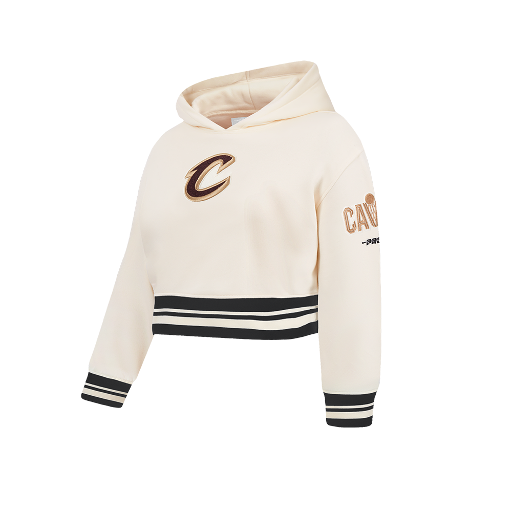 NBA CLEVELAND CAVALIERS RETRO CLASSIC CHANDAIL À CAPUCHON EN MOLLETON CÔTELÉ POUR FILLE JUNIOR (COQUILLE D'ŒUF/NOIR)