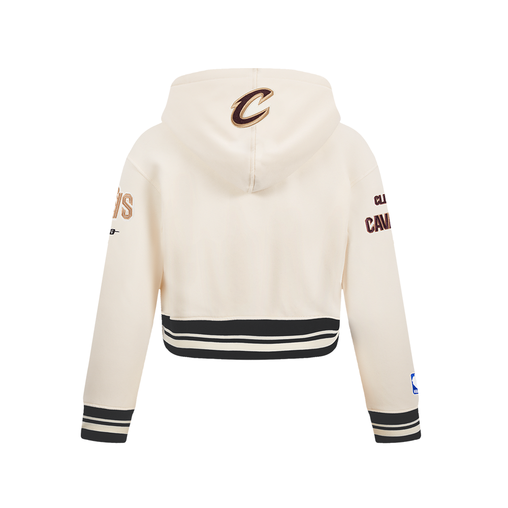 NBA CLEVELAND CAVALIERS RETRO CLASSIC CHANDAIL À CAPUCHON EN MOLLETON CÔTELÉ POUR FILLE JUNIOR (COQUILLE D'ŒUF/NOIR)