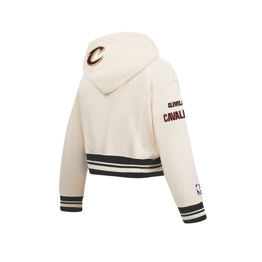 NBA CLEVELAND CAVALIERS RETRO CLASSIC CHANDAIL À CAPUCHON EN MOLLETON CÔTELÉ POUR FILLE JUNIOR (COQUILLE D'ŒUF/NOIR)