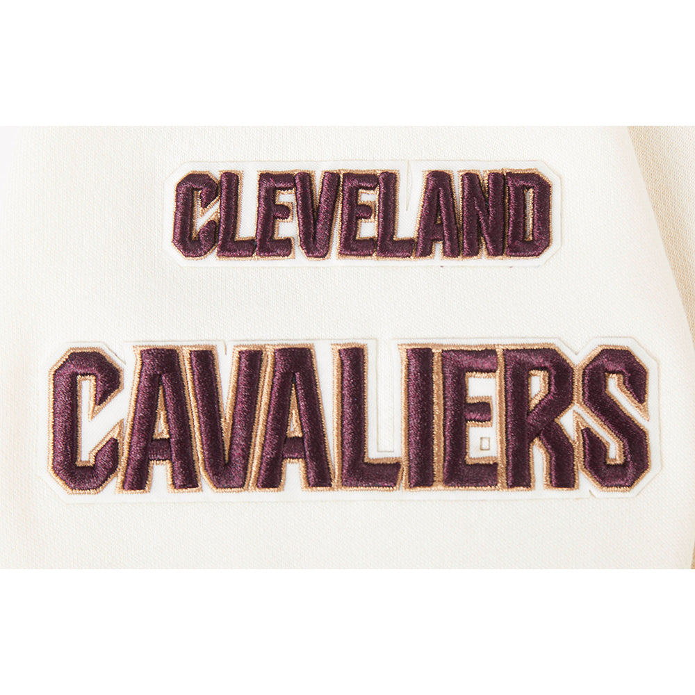 NBA CLEVELAND CAVALIERS RETRO CLASSIC CHANDAIL À CAPUCHON EN MOLLETON CÔTELÉ POUR FILLE JUNIOR (COQUILLE D'ŒUF/NOIR)
