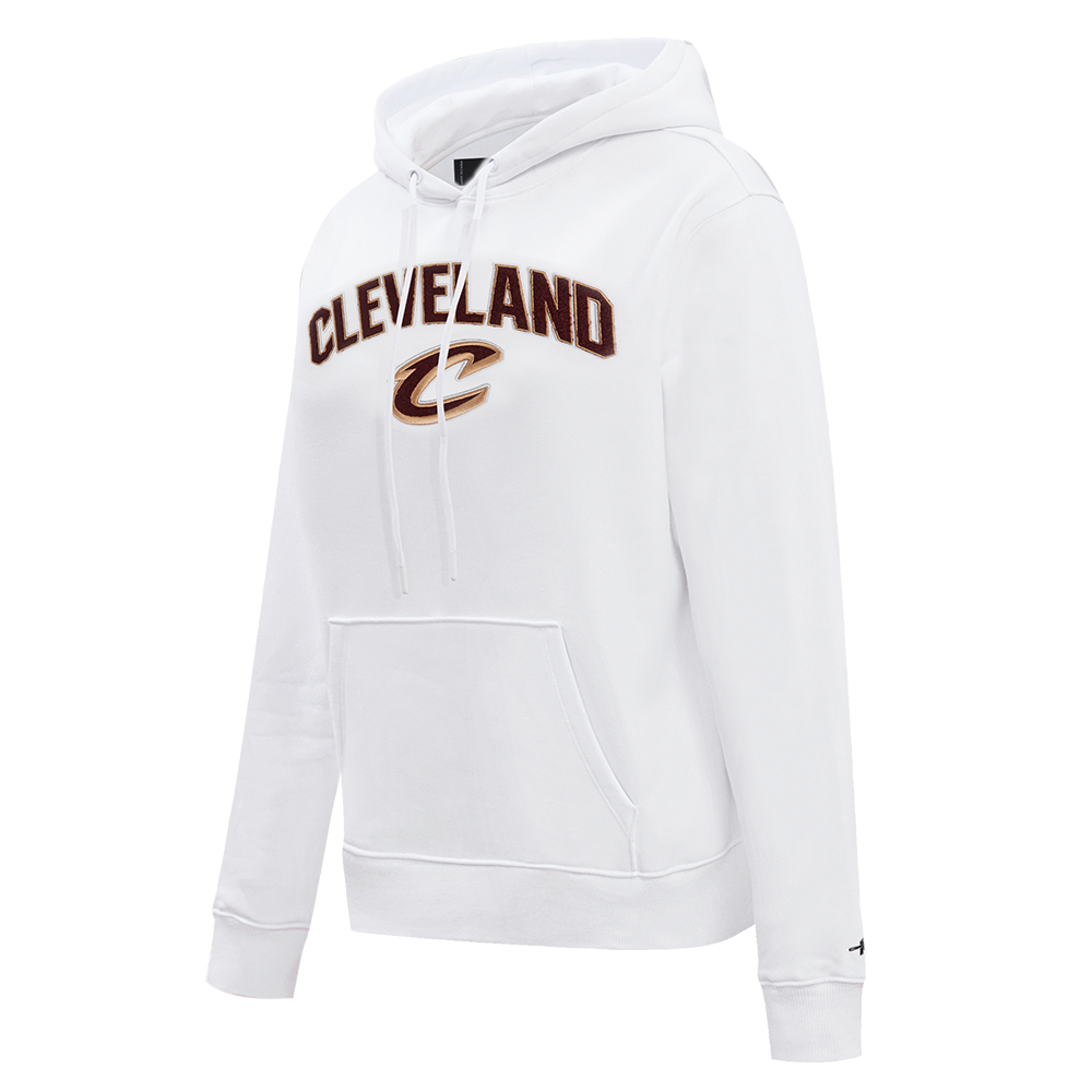 NBA CLEVELAND CAVALIERS CLASSIC WOMEN'S FLEECE PULLOVER HOODIE (WHITE)