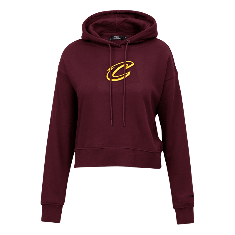 NBA CLEVELAND CAVALIERS CLASSIC WOMEN'S CROPPED PULLOVER HOODIE (WINE)