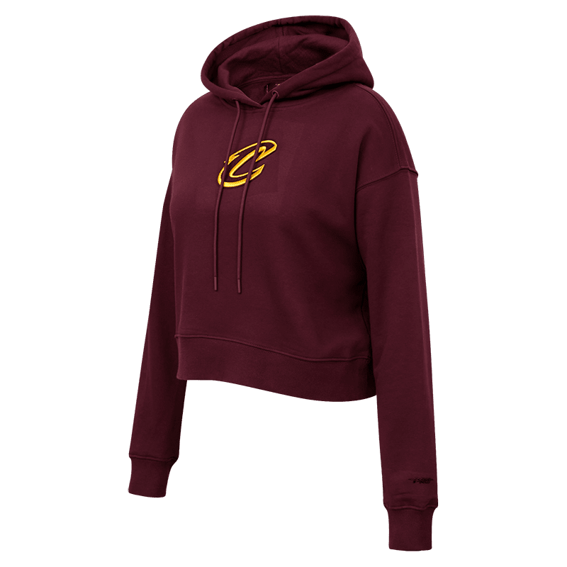 NBA CLEVELAND CAVALIERS CLASSIC WOMEN'S CROPPED PULLOVER HOODIE (WINE)