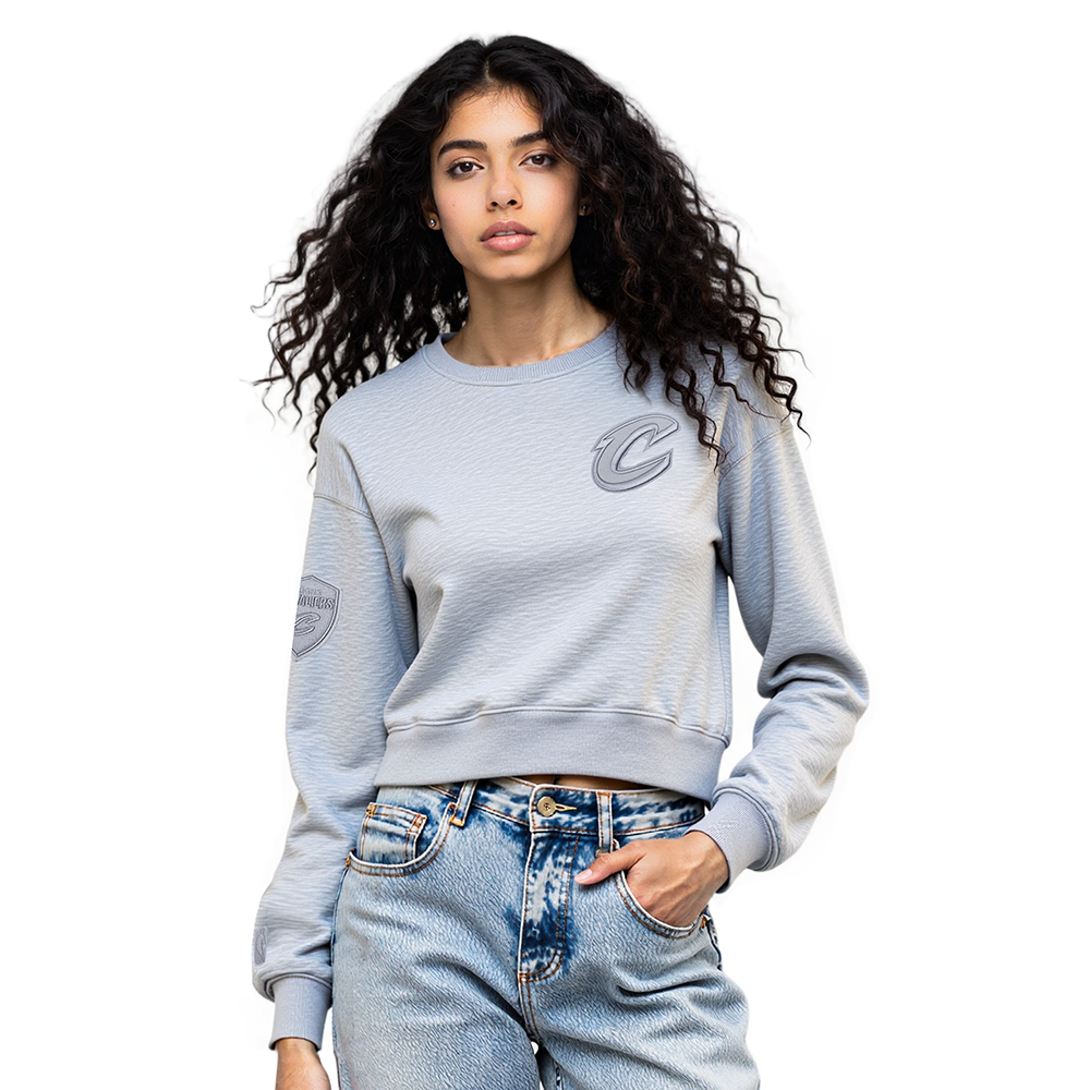 NBA CLEVELAND CAVALIERS NEUTRAL WOMEN'S FLC CREWNECK (DARK HEATHER GRAY)