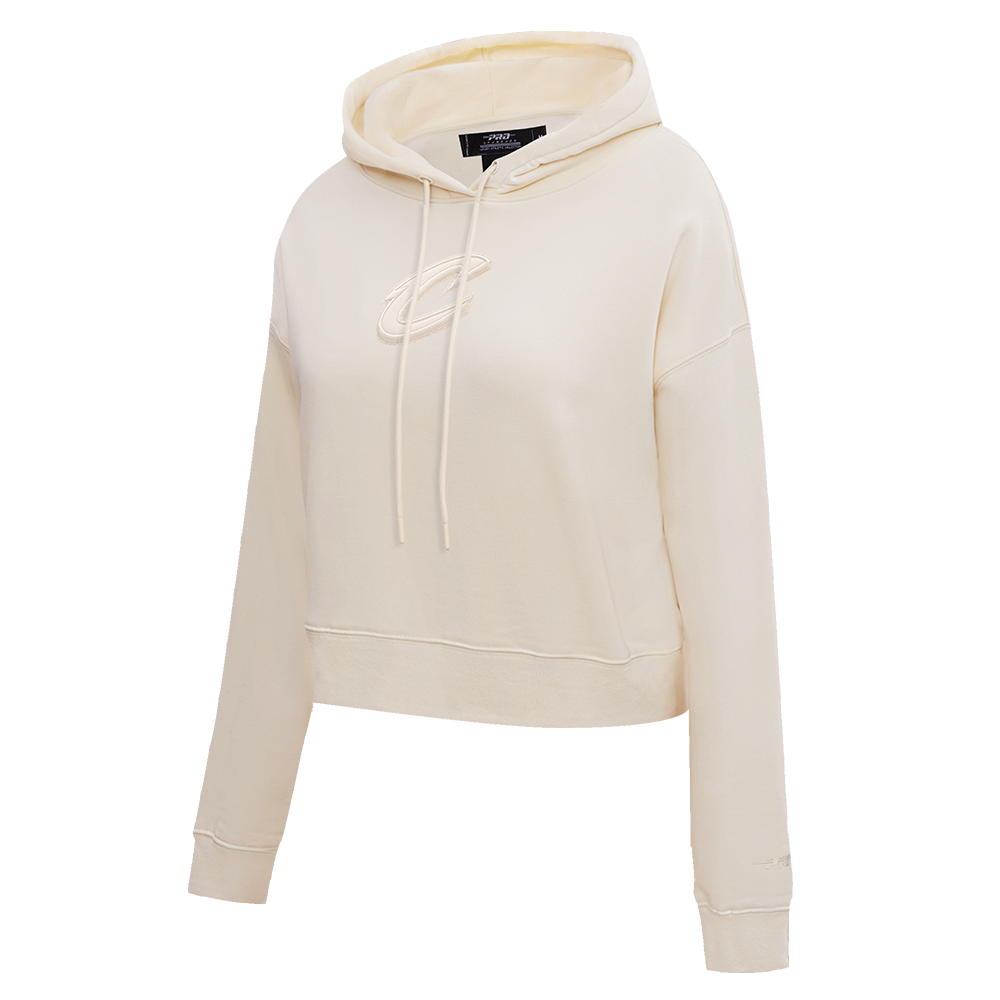 NBA CLEVELAND CAVALIERS NEUTRAL WOMEN'S CROPPED PULLOVER HOODIE (EGGSHELL)
